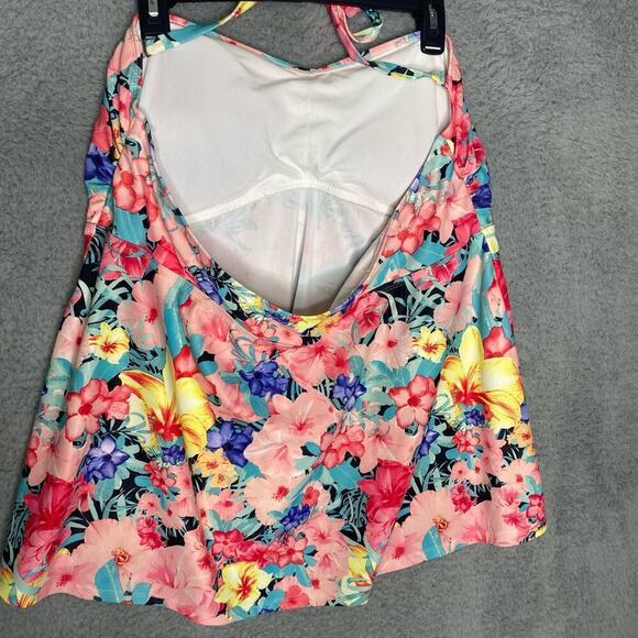 Womens Catalina floral tankini swimsuit top halter plus size flowy beach 3X - Picture 4 of 10